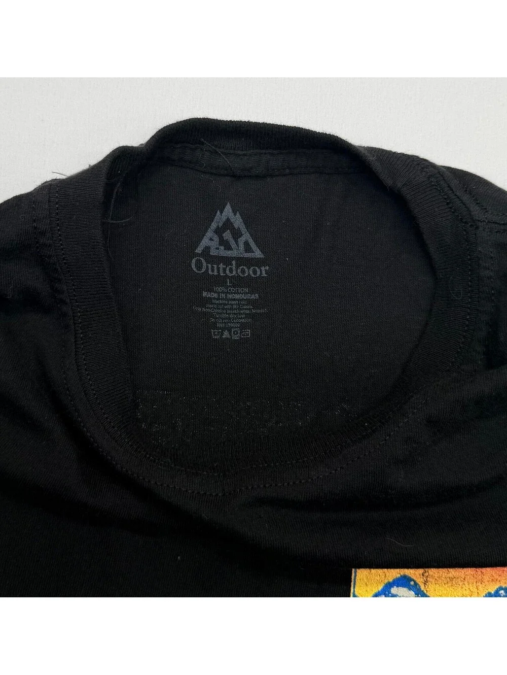 Outdoor Men's Graphic T-Shirt Crew Neck Cotton Regular Fit Size Large Black